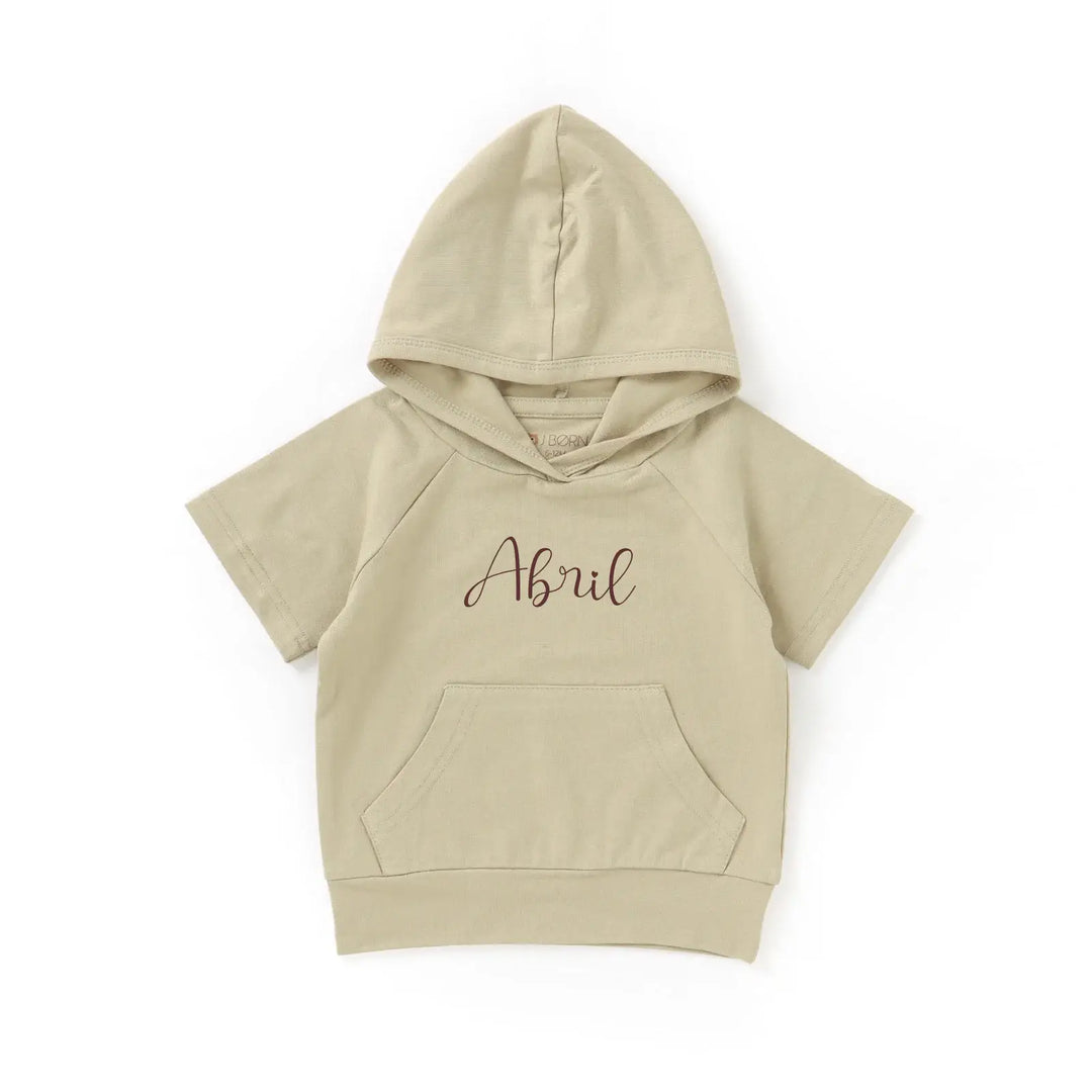 JBØRN Organic Cotton Short Sleeve Hooded Top - Personalisable Baby Products Sold and Personalised by JustBørn