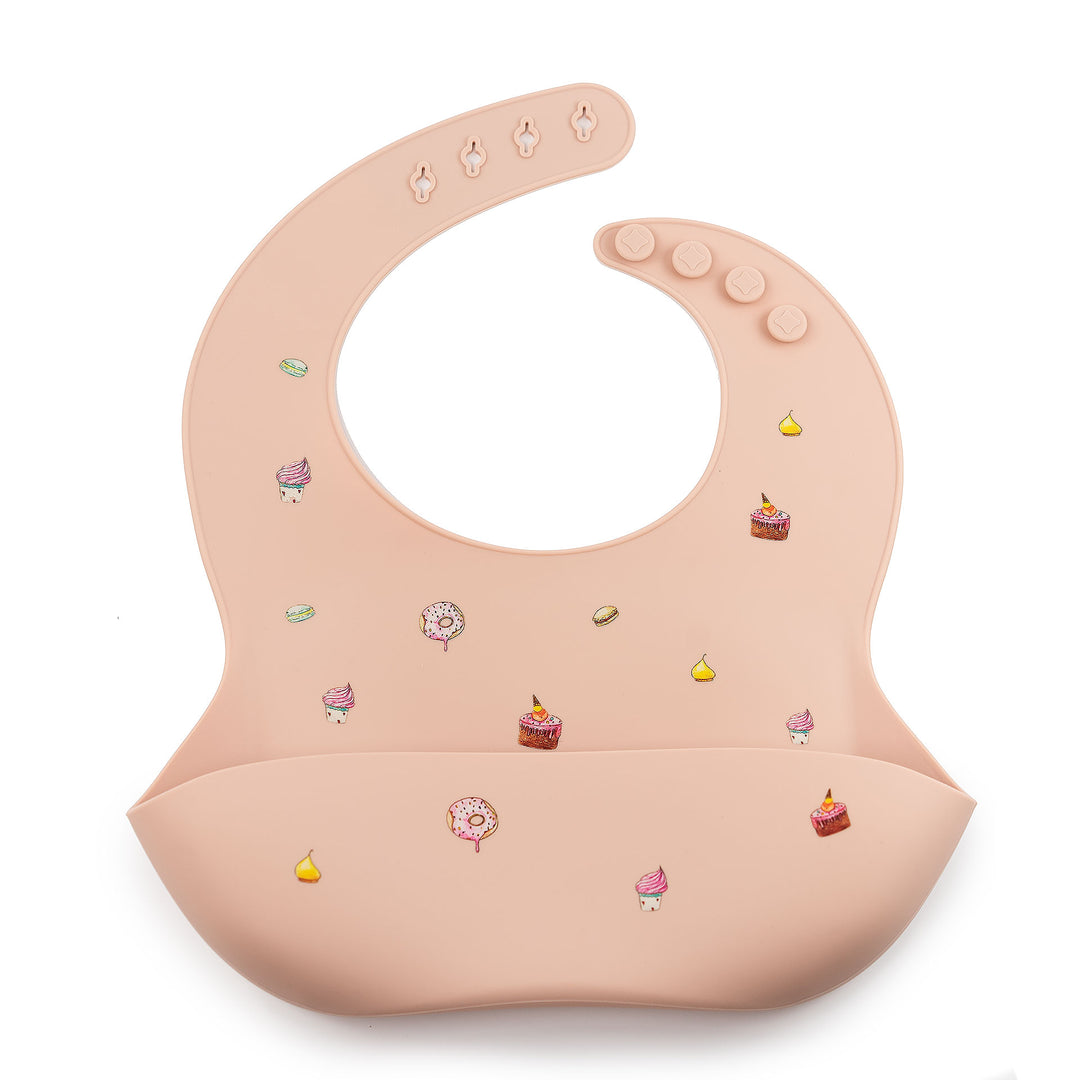 JBØRN Silicone Baby Feeding Bib | Weaning Essentials Cakes Blush - Personalisable Baby Products Sold and Personalised by JustBørn