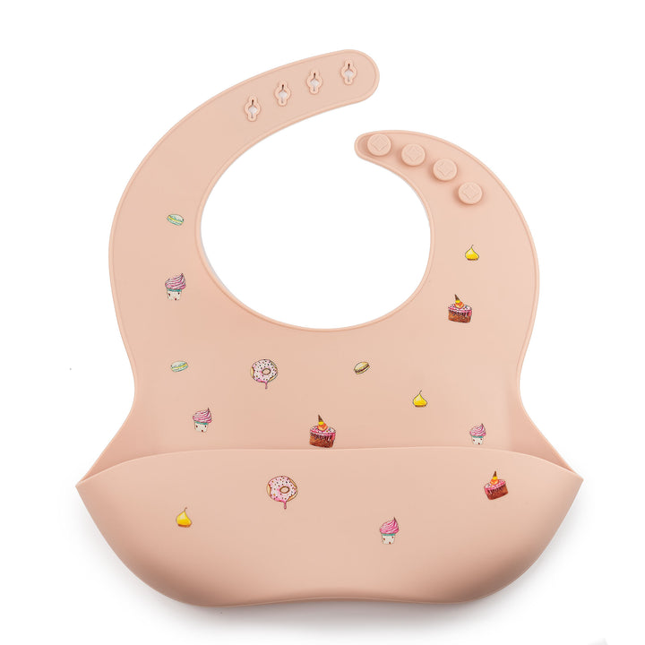 JBØRN Silicone Baby Feeding Bib | Weaning Essentials Cakes Blush - Personalisable Baby Products Sold and Personalised by JustBørn