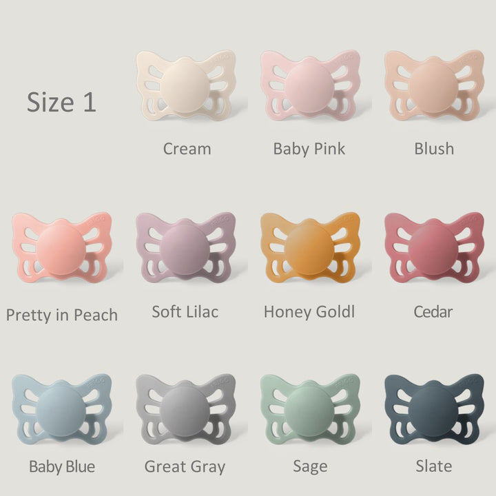 Cream FRIGG Butterfly Anatomical Silicone Pacifiers by FRIGG sold by JBørn Baby Products Shop