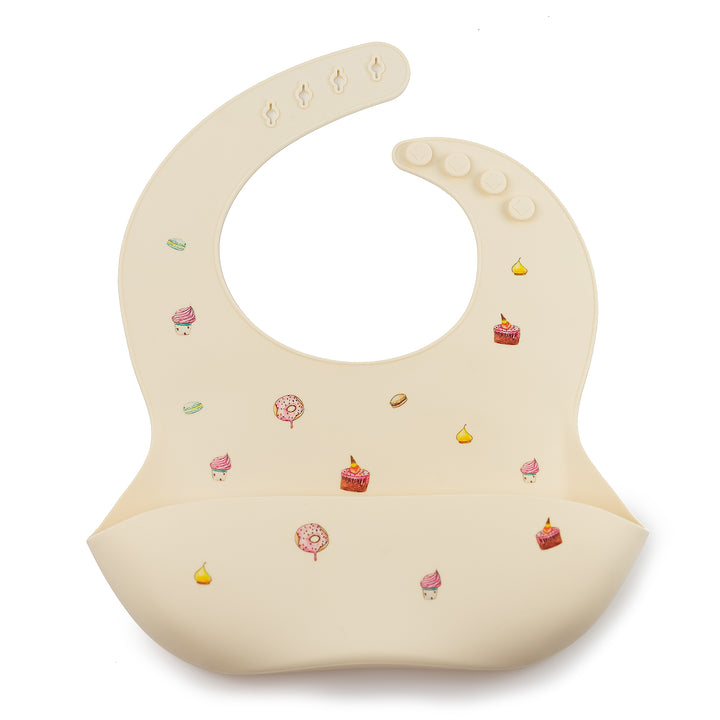 JBØRN Silicone Baby Feeding Bib | Weaning Essentials Cakes Ivory No - Personalisable Baby Products Sold and Personalised by JustBørn