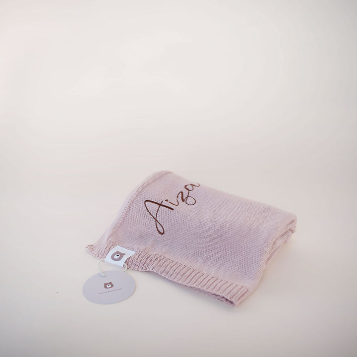 JBØRN Knitted Blanket | Personalisable Blush - Personalisable Baby Products Sold and Personalised by JustBørn