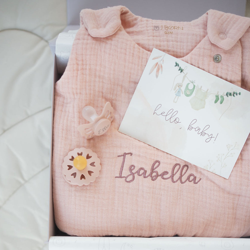 JBØRN Baby Gift Set | Organic Cotton Muslin Sleep Bag & First Pacifiers - Personalisable Baby Products Sold and Personalised by JustBørn