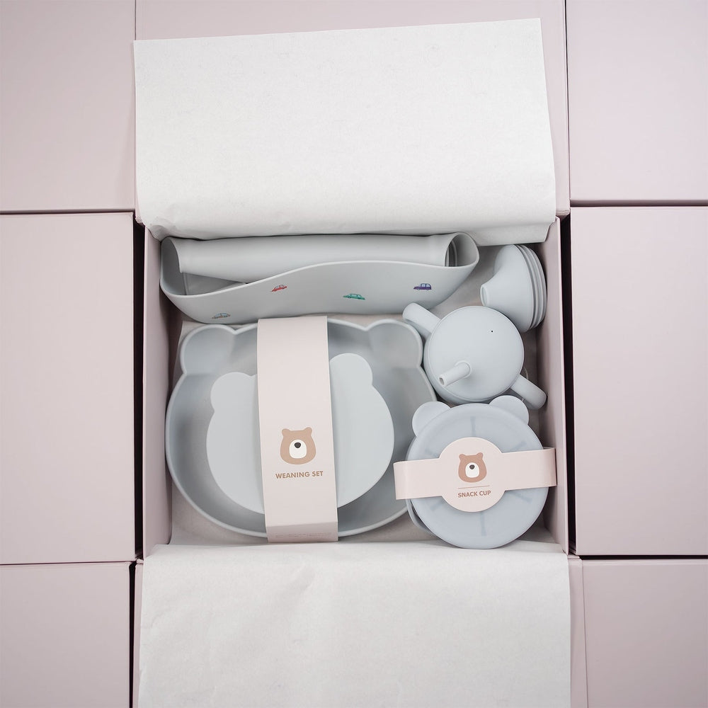 JBØRN Baby Weaning Essentials Gift Box | Personalisable in Cloud, sold by JBørn Baby Products Shop, Personalizable by JustBørn