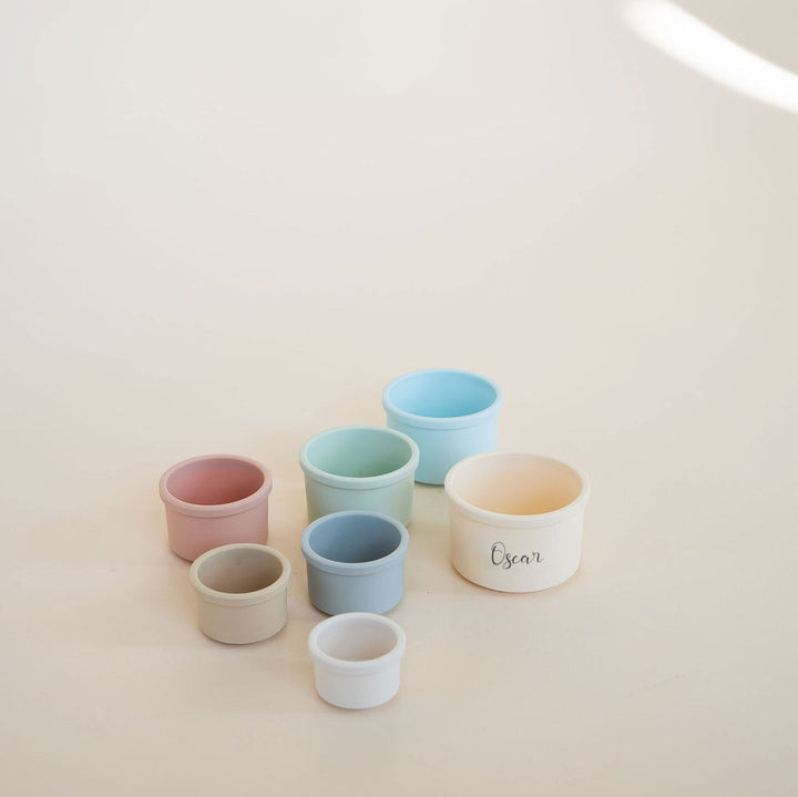 JBØRN Silicone Stacking Tower Cups - Personalisable Baby Products Sold and Personalised by JustBørn