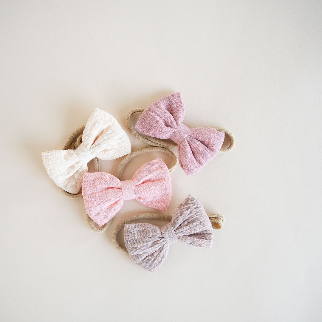 JBØRN Muslin Baby Girl Bow Headband - Personalisable Baby Products Sold and Personalised by JustBørn