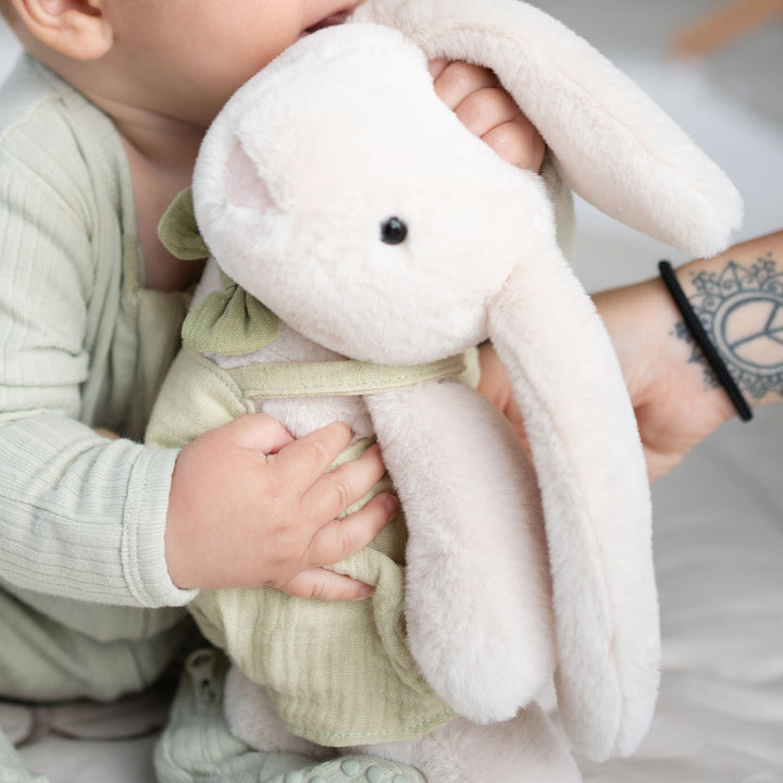 JBØRN Cream Bunny Soft Toy with Personalised Outfit - Personalisable Baby Products Sold and Personalised by JustBørn