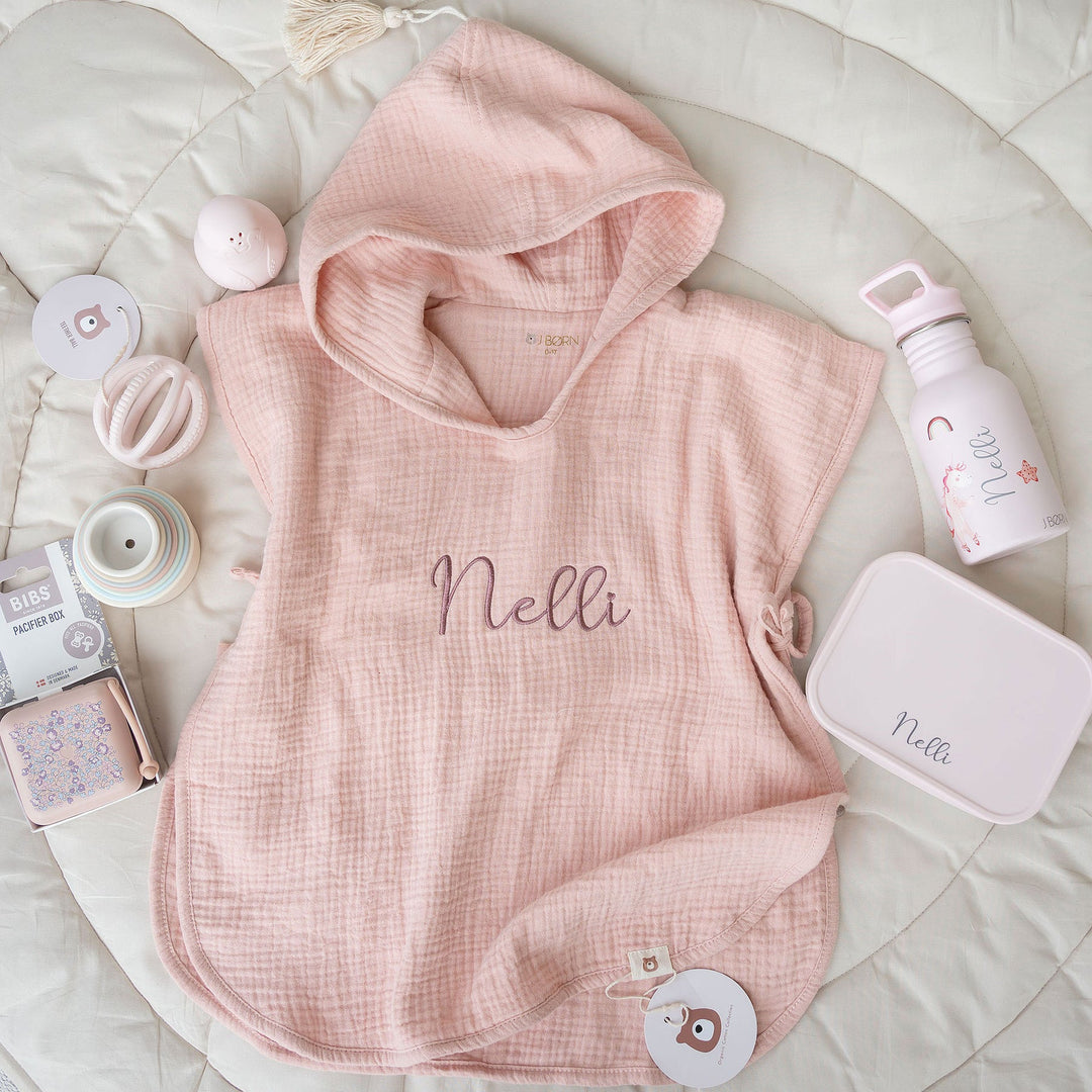JBØRN Summer Set | Hooded Poncho + Water Bottle + Snack Box - Personalisable Baby Products Sold and Personalised by JustBørn