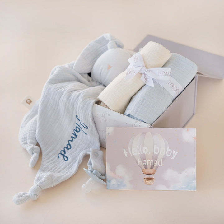 JBØRN Organic Cotton Bunny Comforter & Muslin Cloths Set