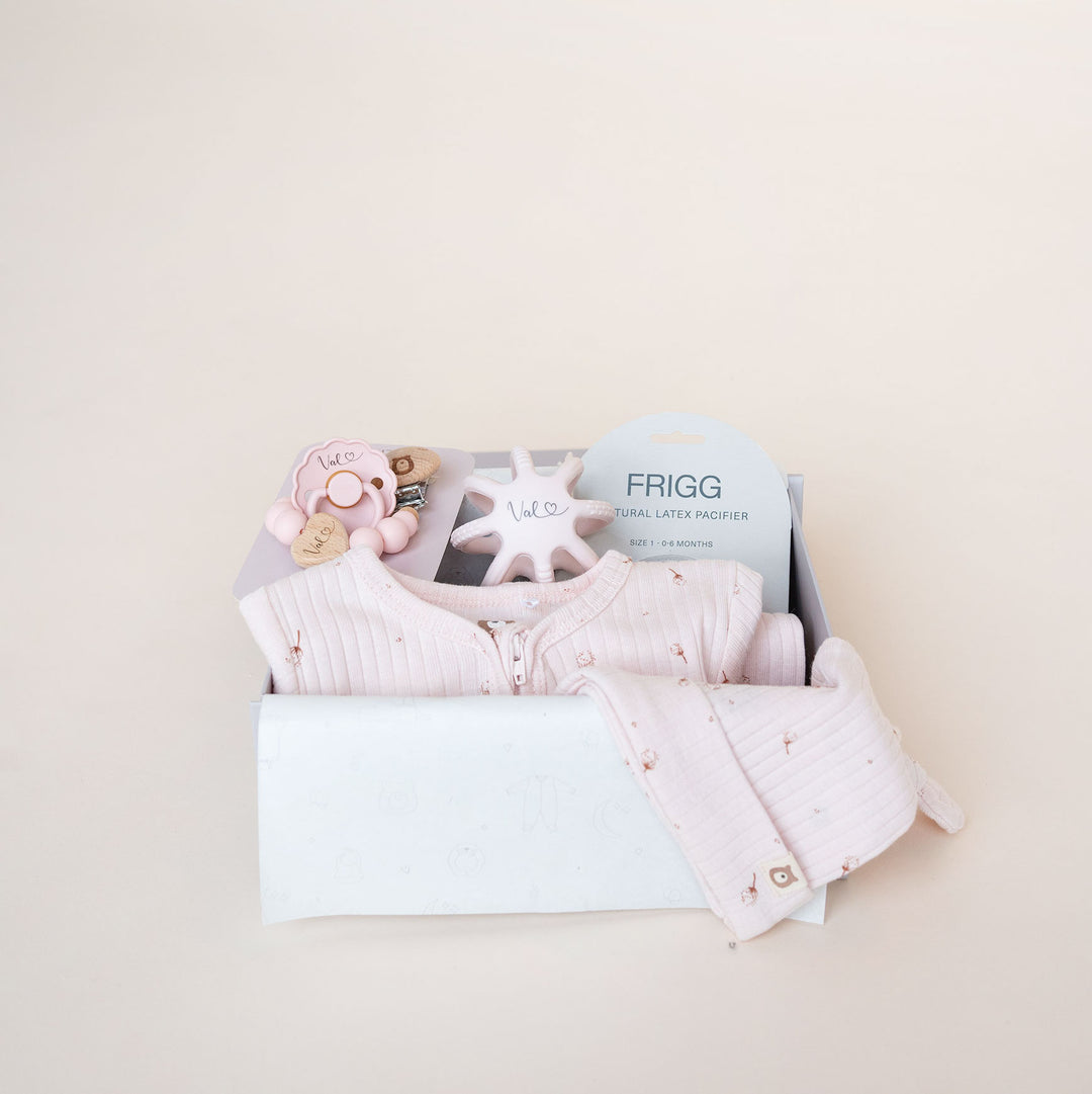 JBØRN Baby Girl Gift Set | Organic Cotton Lightweight Sleep Suit & Accessories - Personalisable Baby Products Sold and Personalised by JustBørn