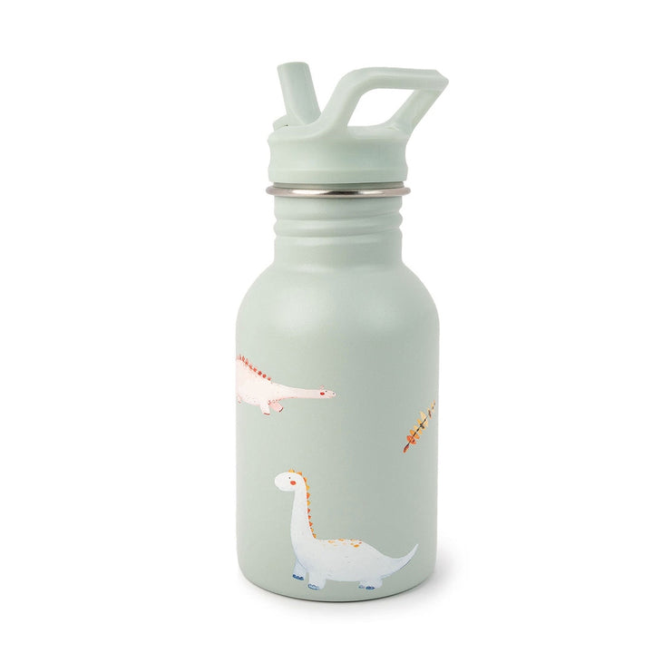 JBØRN Stainless Steel Water Bottle with Straw 350ml | Personalisable in Dinosaurs, sold by JBørn Baby Products Shop, Personalizable by JustBørn