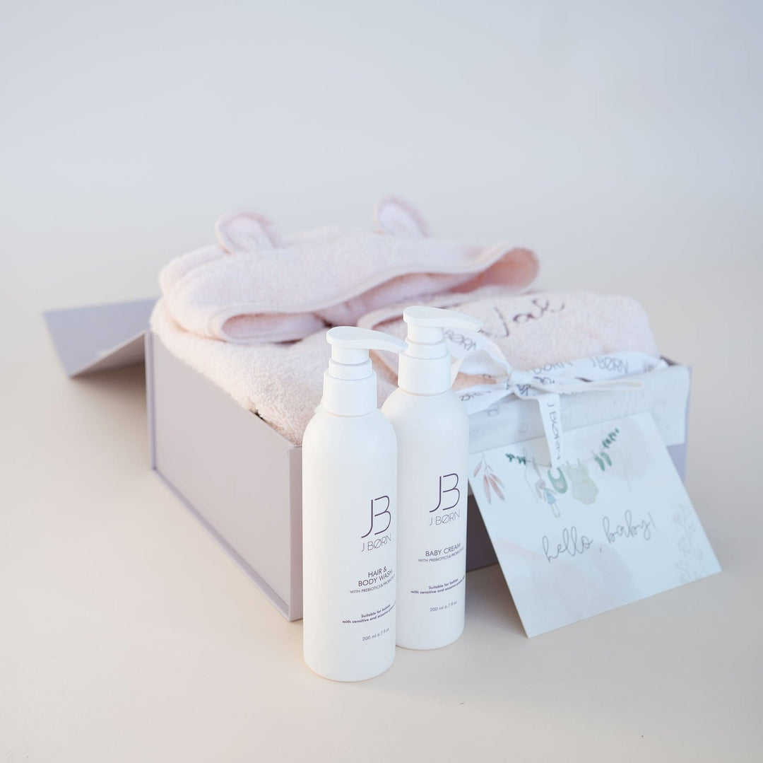 JBØRN Baby Gift Set | JBØRN Bath Robe & Skin Care Blossom - Personalisable Baby Products Sold and Personalised by JustBørn