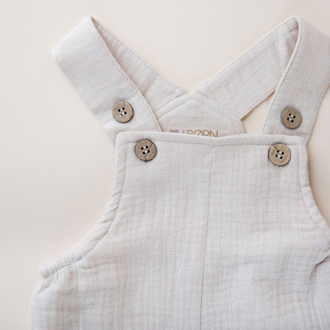 JBØRN Organic Cotton Muslin Dungarees | 3-6 Months - Personalisable Baby Products Sold and Personalised by JustBørn