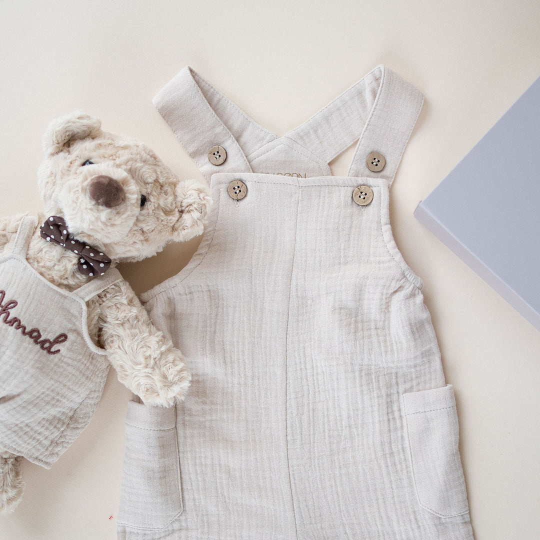 JBØRN Baby Boy Gift Set | Personalised Teddy & Matching Baby Dungarees - Personalisable Baby Products Sold and Personalised by JustBørn