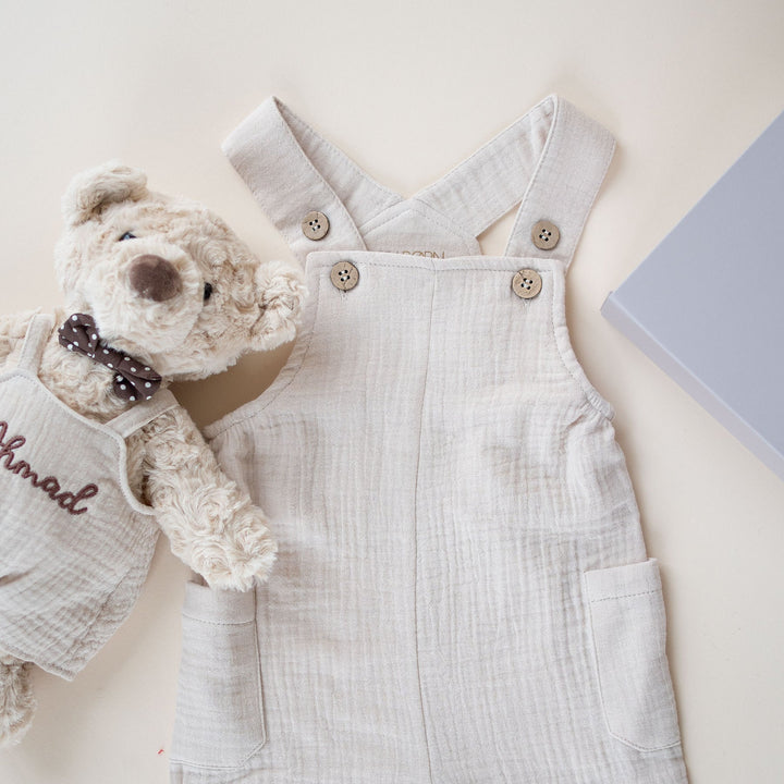 JBØRN Baby Boy Gift Set | Personalised Teddy & Matching Baby Dungarees - Personalisable Baby Products Sold and Personalised by JustBørn