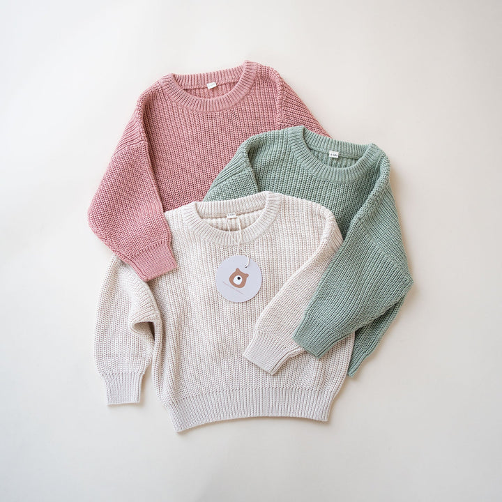 JBØRN Organic Cotton Knitted Crew Neck Jumper | 6-12 Months - Personalisable Baby Products Sold and Personalised by JustBørn