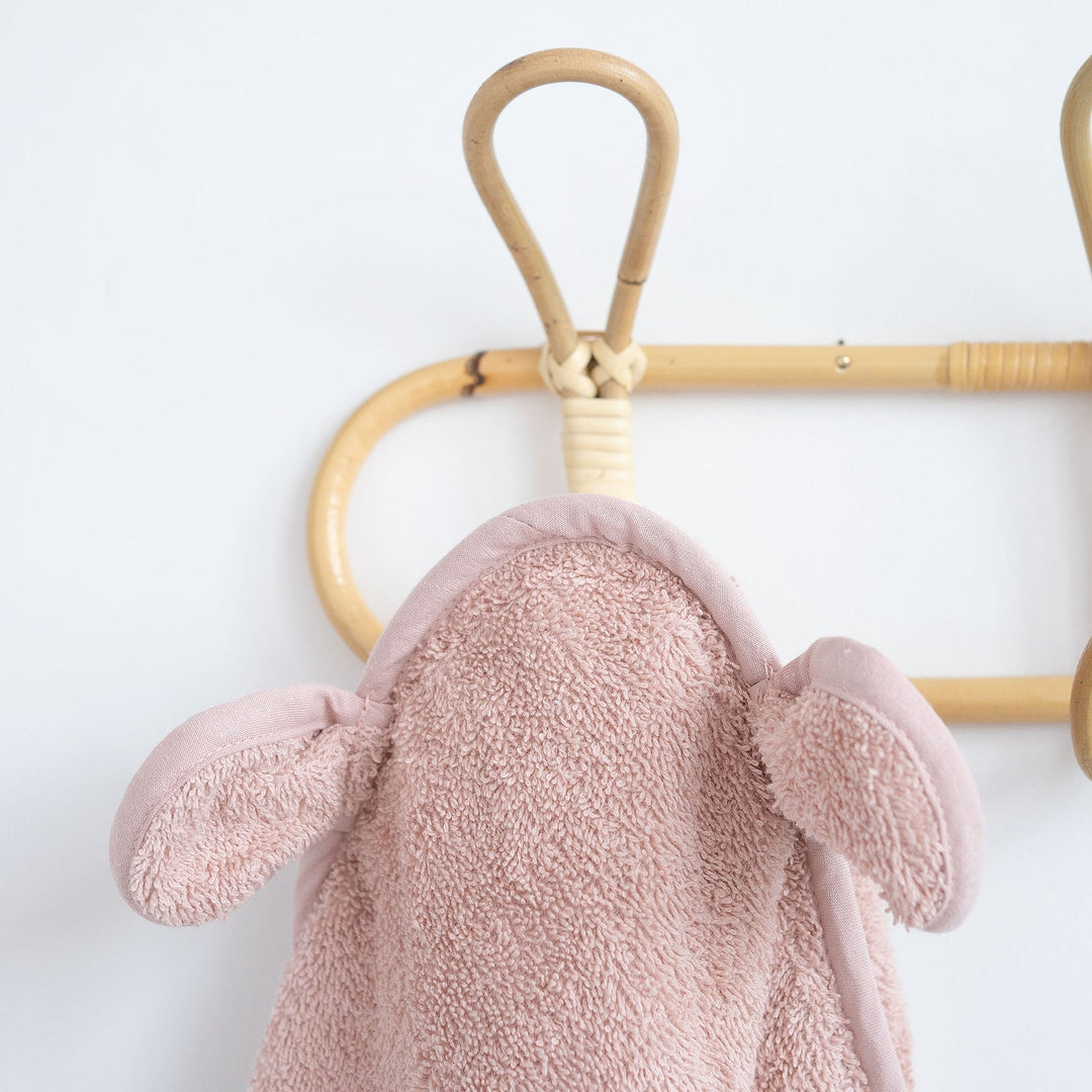 JBØRN Organic Cotton Baby Hooded Towel with Ears | Personalisable in Blush, sold by JBørn Baby Products Shop, Personalizable by JustBørn
