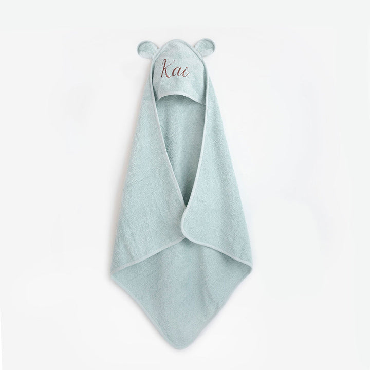 JBØRN Organic Cotton Baby Hooded Towel with Ears | Personalisable in Mint, sold by JBørn Baby Products Shop, Personalizable by JustBørn