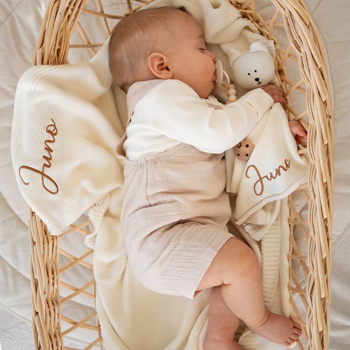 JBØRN Organic Cotton Muslin Dungarees | 3-6 Months - Personalisable Baby Products Sold and Personalised by JustBørn