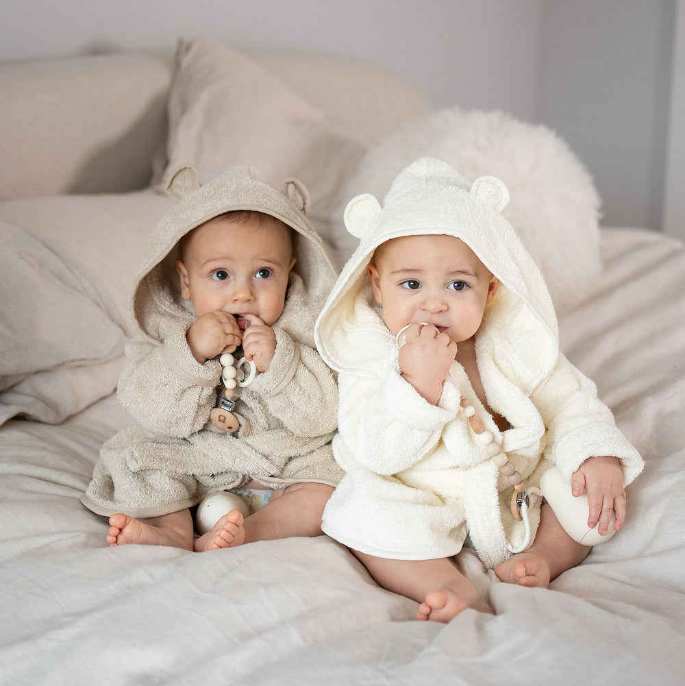 JBØRN Organic Cotton Baby Hooded Towelling Bathrobe - Personalisable Baby Products Sold and Personalised by JustBørn