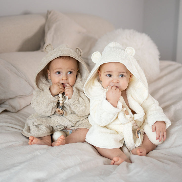 JBØRN Organic Cotton Baby Hooded Towelling Bathrobe - Personalisable Baby Products Sold and Personalised by JustBørn