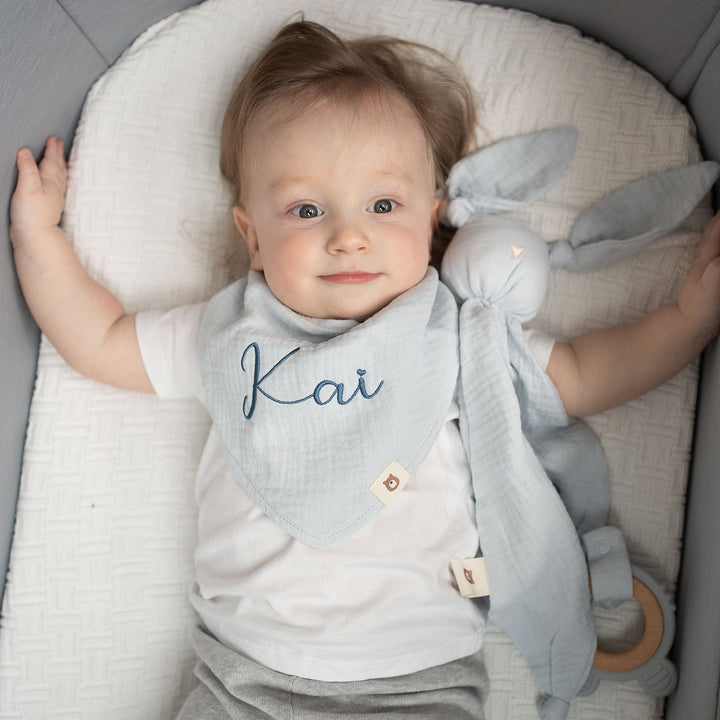 JBØRN Organic Cotton Muslin Baby Bib - Personalisable Baby Products Sold and Personalised by JustBørn