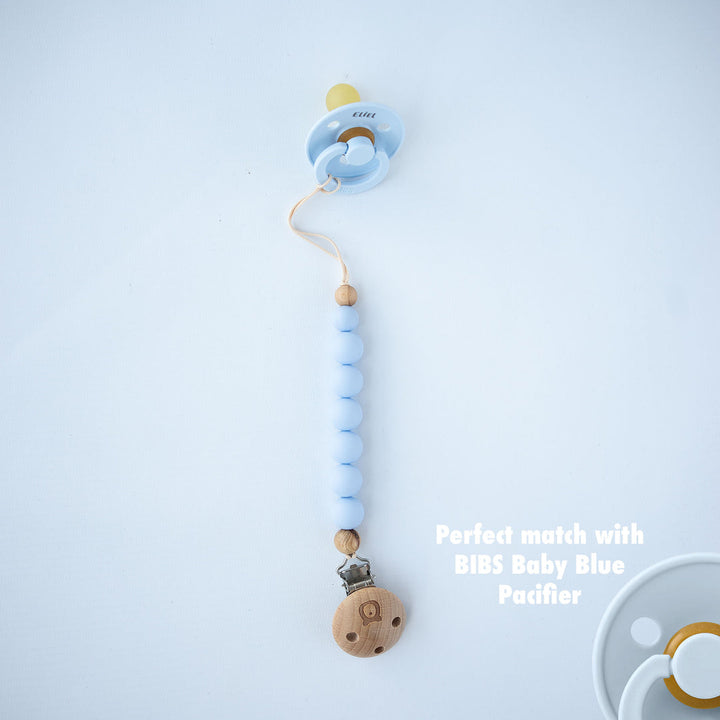 JBØRN Pacifier Clip Baby Blue No - Personalisable Baby Products Sold and Personalised by JustBørn