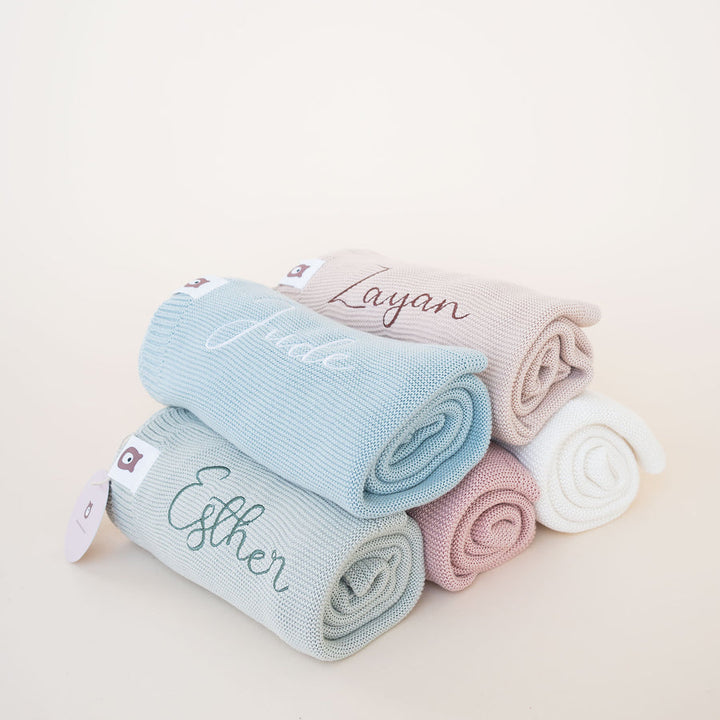 JBØRN Knitted Blanket | Personalisable - Personalisable Baby Products Sold and Personalised by JustBørn