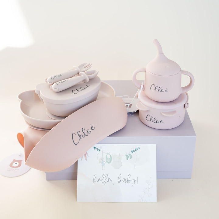 JBØRN Baby Gift Set | Weaning Essentials Blush - Personalisable Baby Products Sold and Personalised by JustBørn