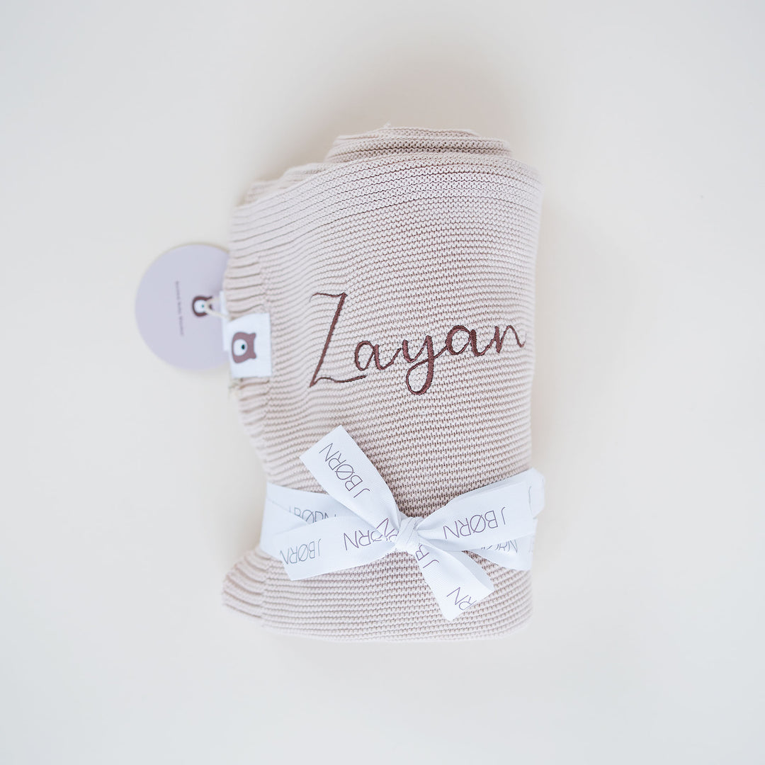 JBØRN Knitted Blanket | Personalisable Vanilla - Personalisable Baby Products Sold and Personalised by JustBørn