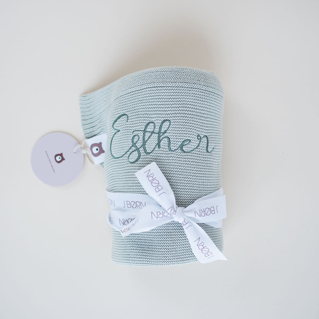 JBØRN Knitted Blanket | Personalisable Vanilla - Personalisable Baby Products Sold and Personalised by JustBørn