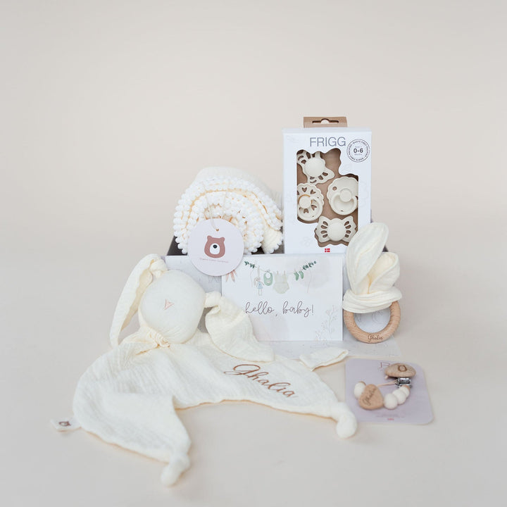 JBØRN Baby Gift Set | Luxury Newborn Muslin Bundle Muslin Ivory - Personalisable Baby Products Sold and Personalised by JustBørn