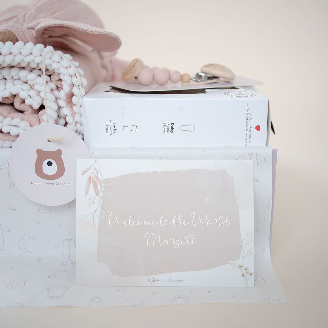 JBØRN Baby Gift Set | Luxury Newborn Muslin Bundle Muslin Blush - Personalisable Baby Products Sold and Personalised by JustBørn