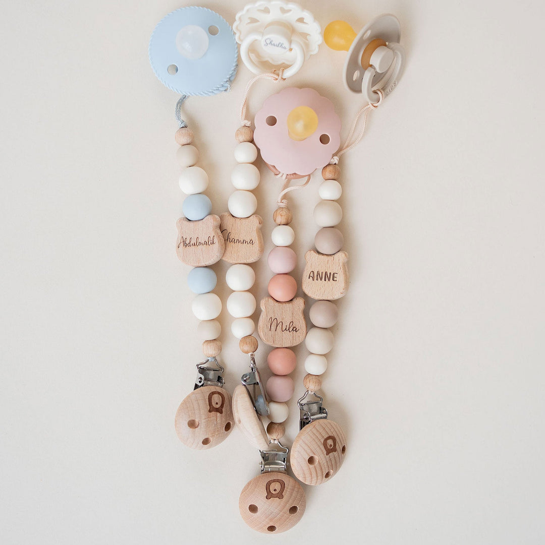 JBØRN Bear Pacifier Clip - Personalisable Baby Products Sold and Personalised by JustBørn