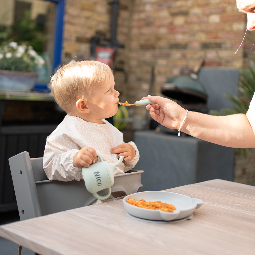 JBØRN 4-Piece Silicone Weaning Set | Suction Bowl with Lid, Plate & Cutlery - Personalisable Baby Products Sold and Personalised by JustBørn