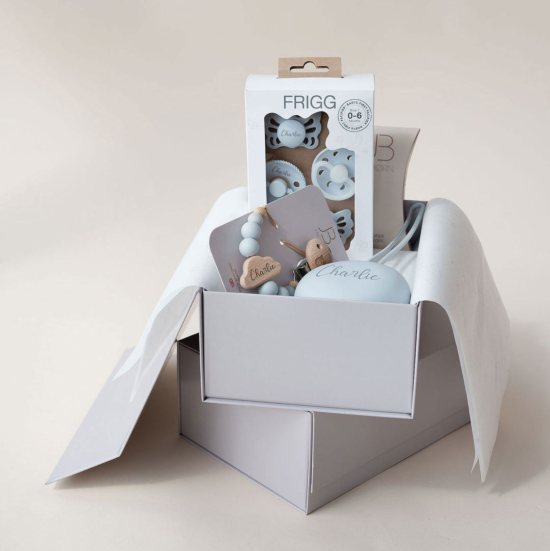 JBØRN X FRIGG Trial Collection Pacifiers & Personalised Holders Set - Personalisable Baby Products Sold and Personalised by JustBørn