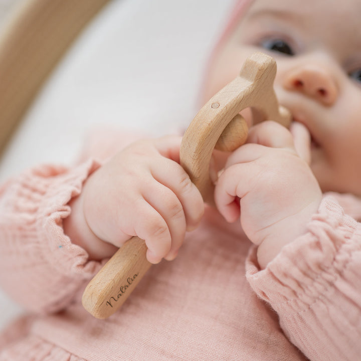 JBØRN Wooden Teddy Rattle - Personalisable Baby Products Sold and Personalised by JustBørn