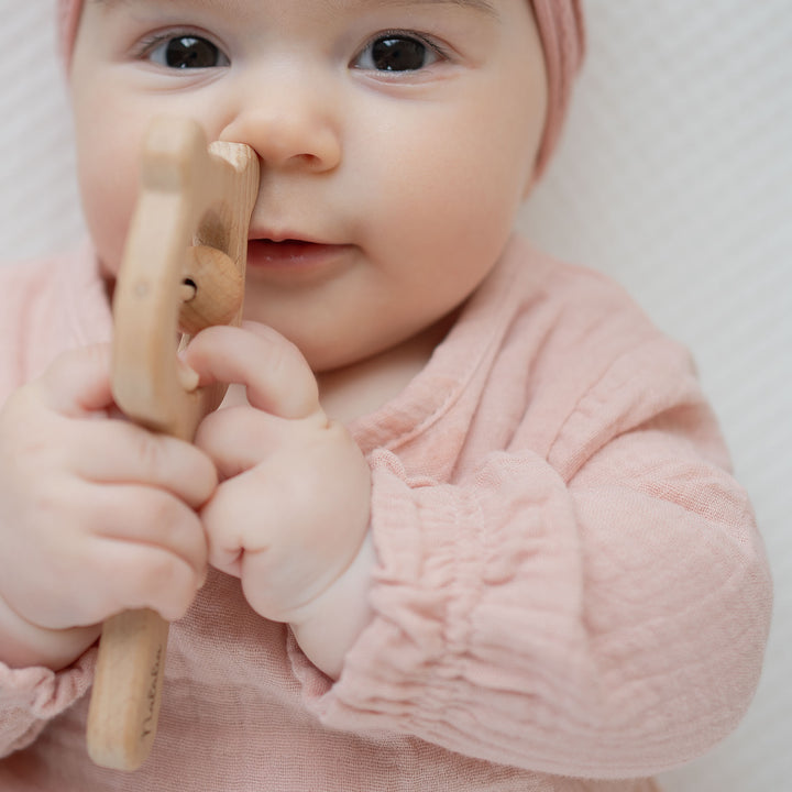 JBØRN Wooden Teddy Rattle - Personalisable Baby Products Sold and Personalised by JustBørn