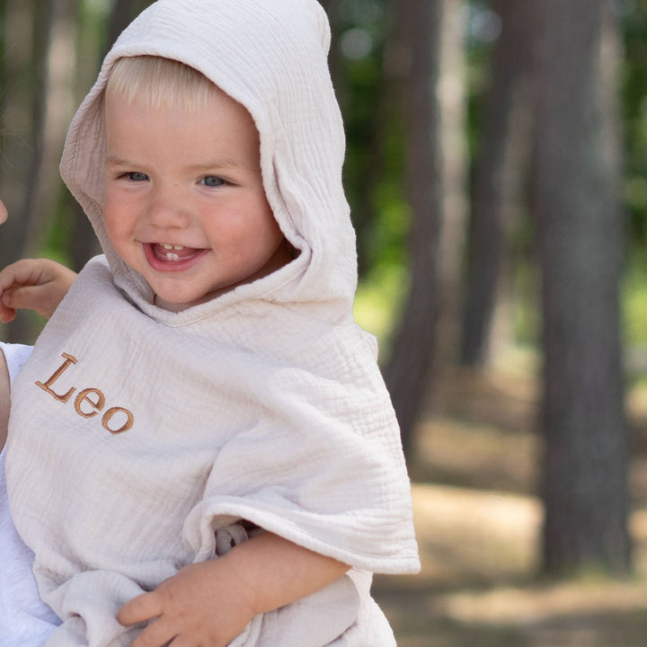 JBØRN Organic Cotton Muslin Hooded Poncho Towel | Personalisable - Personalisable Baby Products Sold and Personalised by JustBørn