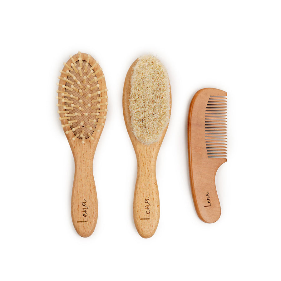  JBØRN Baby Brownen Hair Brush & Comb Set | Personalisable by Just Børn sold by JBørn Baby Products Shop