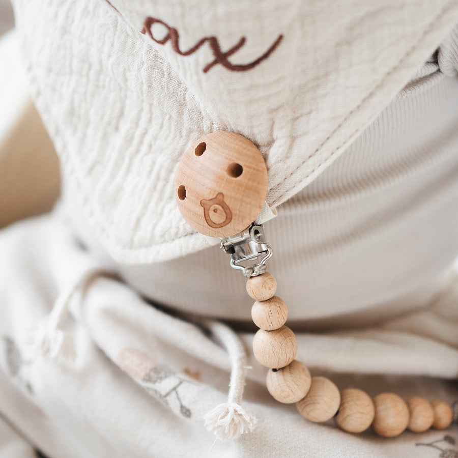 JBØRN Wooden Pacifier Clip No - Personalisable Baby Products Sold and Personalised by JustBørn