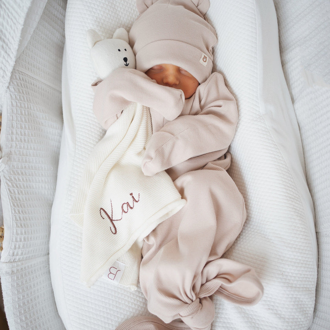 JBØRN Bear Knit Comforter | Personalisable - Personalisable Baby Products Sold and Personalised by JustBørn