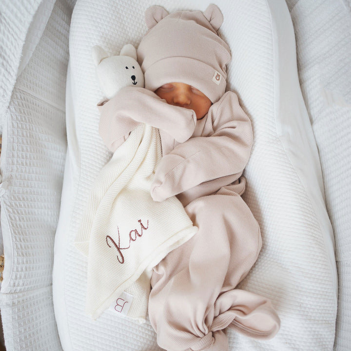 JBØRN Baby Gift Set | Knitted Blanket & Comforter Ivory - Personalisable Baby Products Sold and Personalised by JustBørn