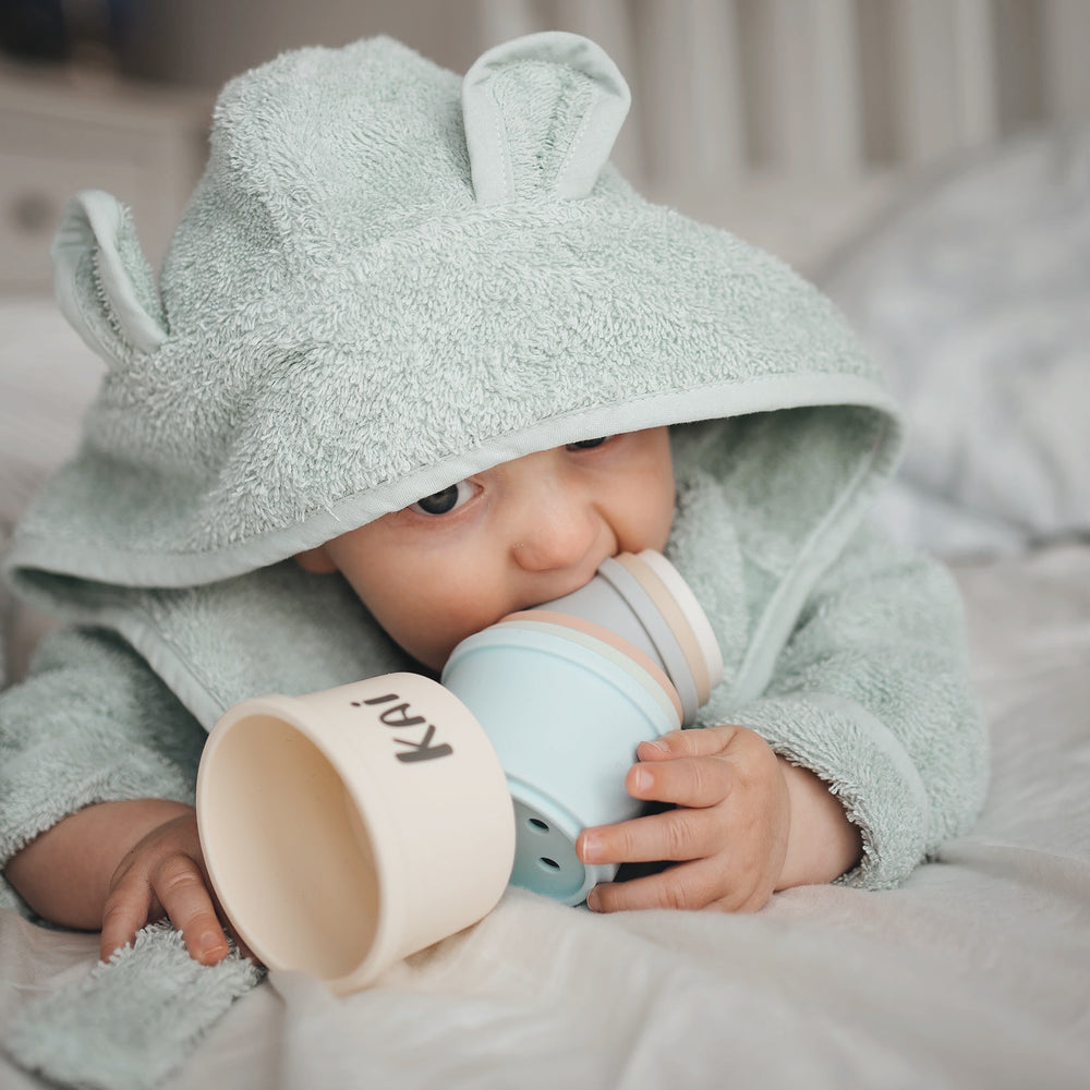 JBØRN Organic Cotton Baby Hooded Towelling Bathrobe (6 months - 2 Years) - Personalisable Baby Products Sold and Personalised by JustBørn