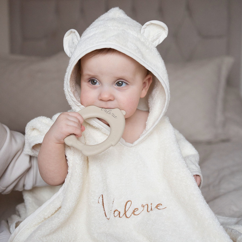 JBØRN Organic Cotton Towelling Hooded Poncho - Personalisable Baby Products Sold and Personalised by JustBørn