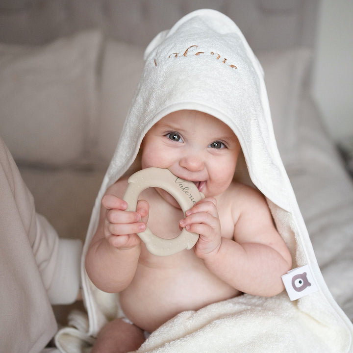 JBØRN Organic Cotton Baby Hooded Towel with Ears - Personalisable Baby Products Sold and Personalised by JustBørn