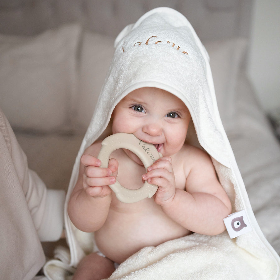 JBØRN Organic Cotton Baby Hooded Towel with Ears - Personalisable Baby Products Sold and Personalised by JustBørn