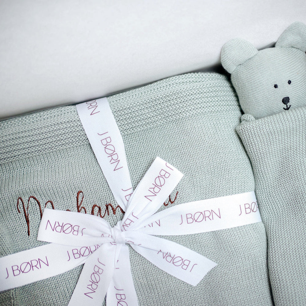 JBØRN Personalised Knitted Blanket & Comforter | Personalizable in Ivory, sold by JBørn Baby Products Shop, Personalizable by JustBørn