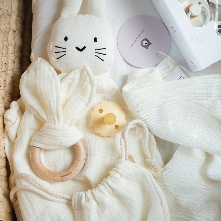 JBØRN Organic Cotton Bunny Comforter & Teether Set | Personalisable - Personalisable Baby Products Sold and Personalised by JustBørn