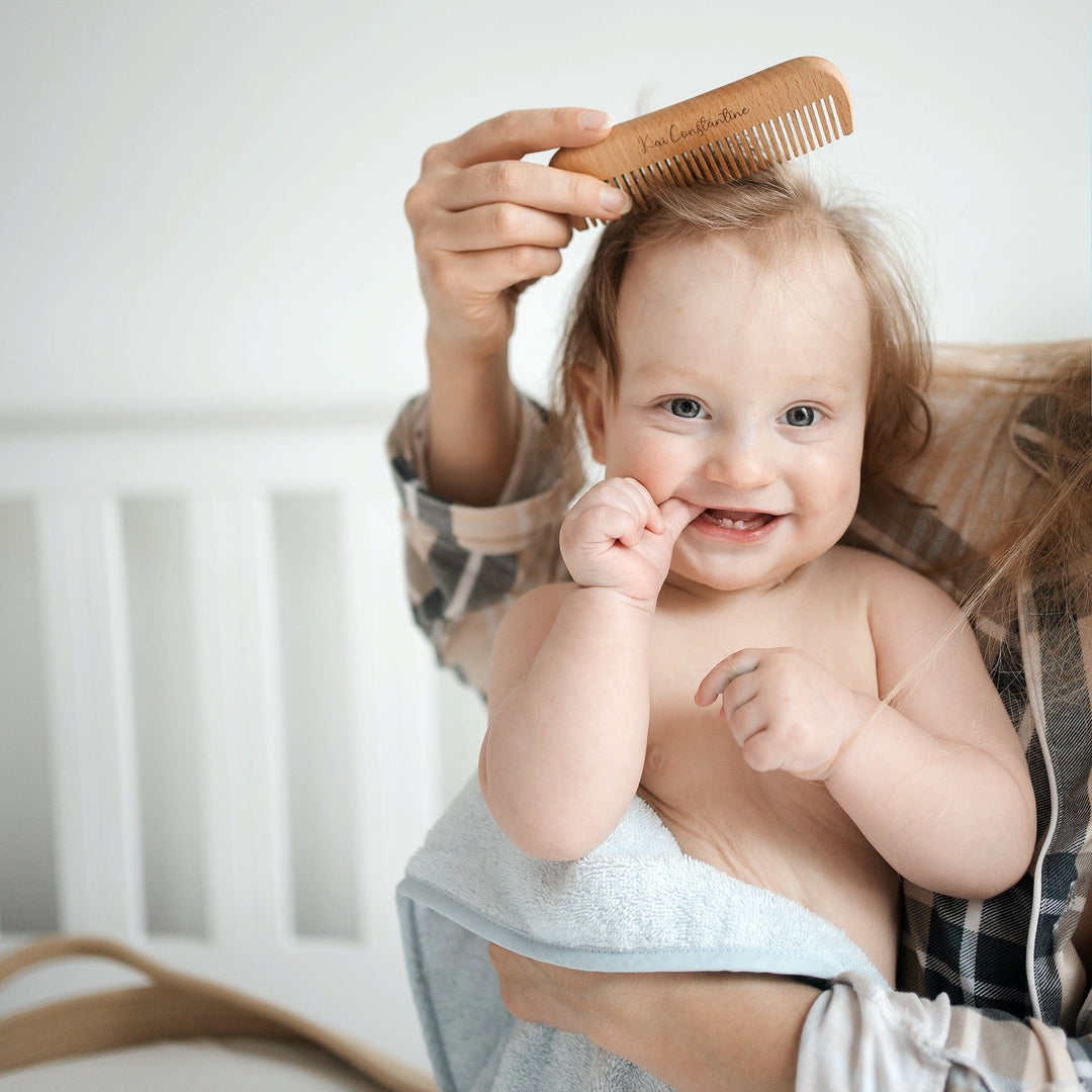 JBØRN Natural Beechwood Hairbrush & Comb Set No - Personalisable Baby Products Sold and Personalised by JustBørn